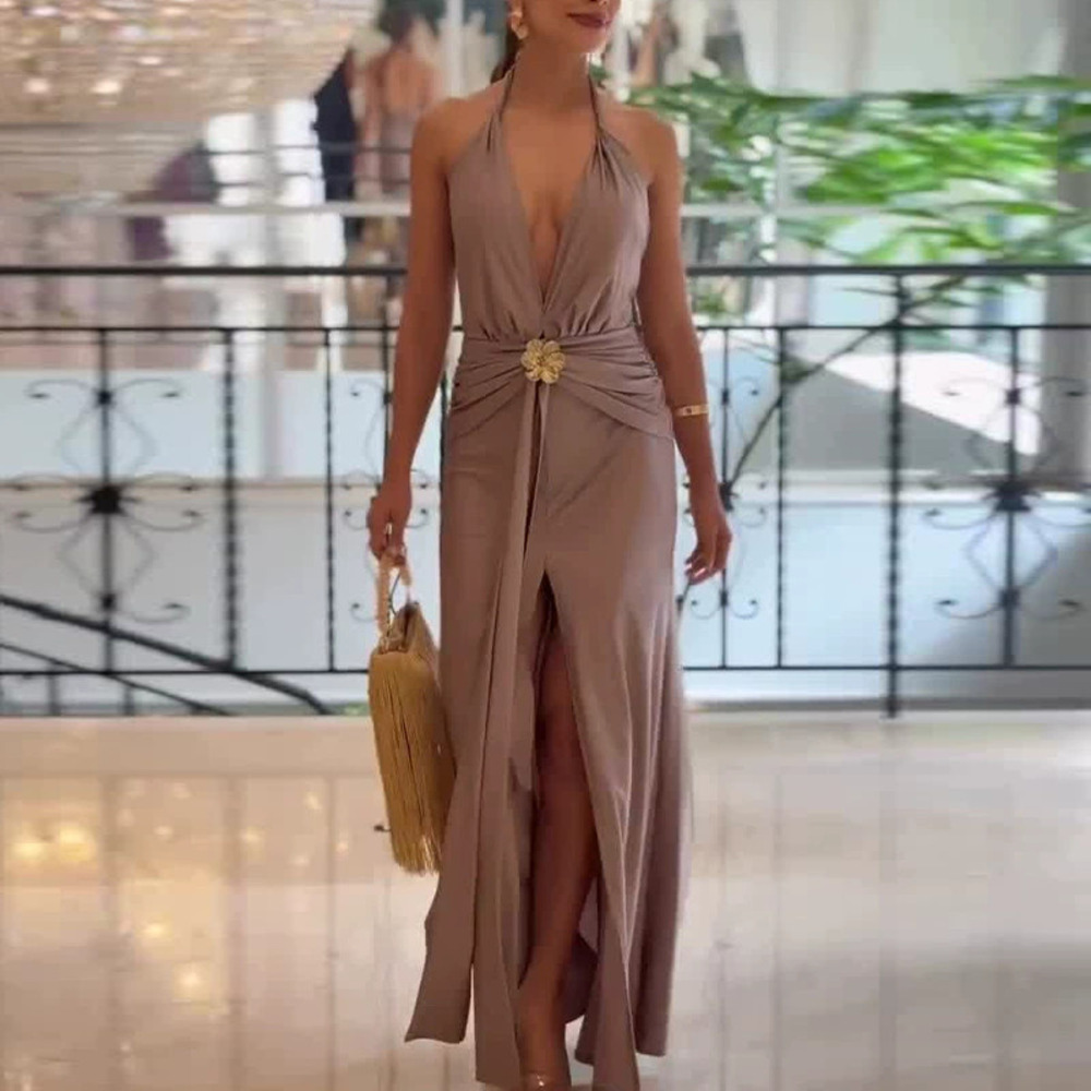 Forever 21 Backless Bodycon Halter Neck Slit Dress